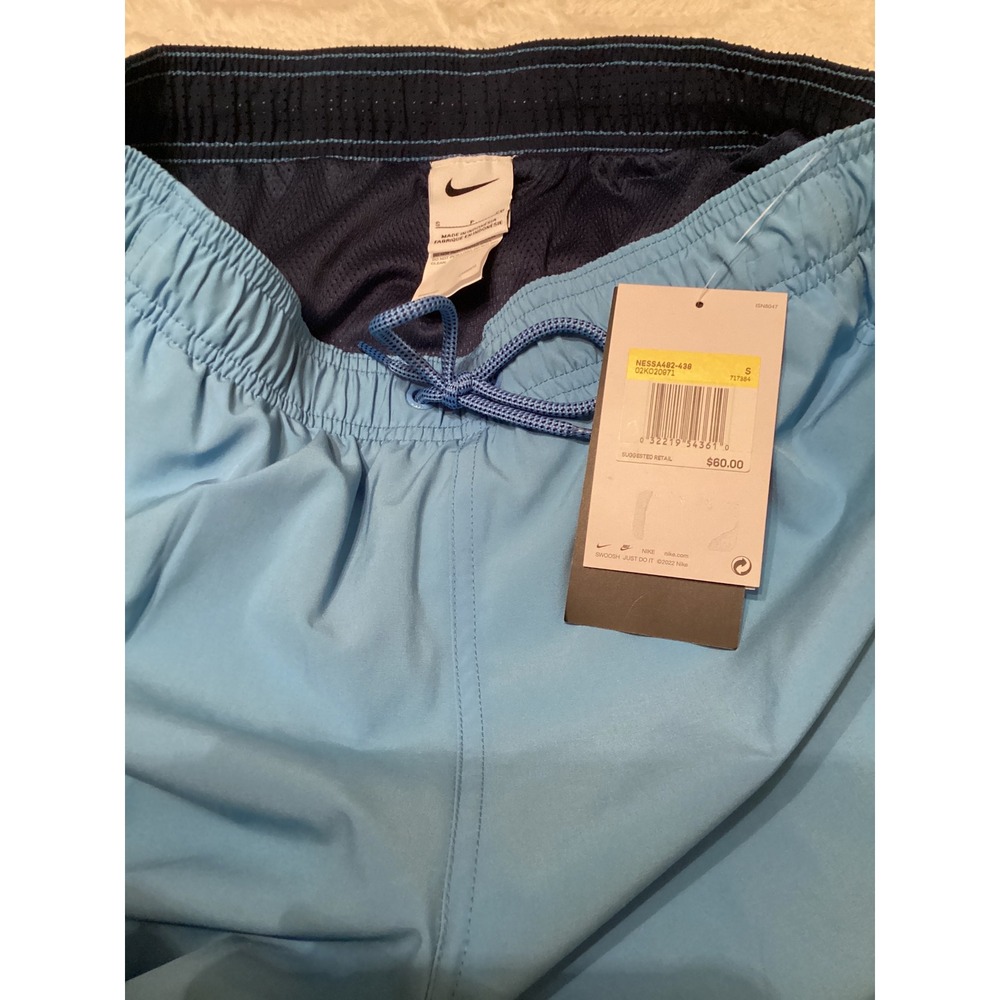 Nike Mens Swim Trunks Light Blue Navy Colorblock 4-Way Stretch NESSA462-438 S - Picture 5 of 5